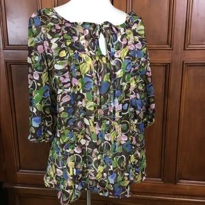 Ya-Da Womens Blouse Sheer Gorgeous Print Lk Nw Ruf